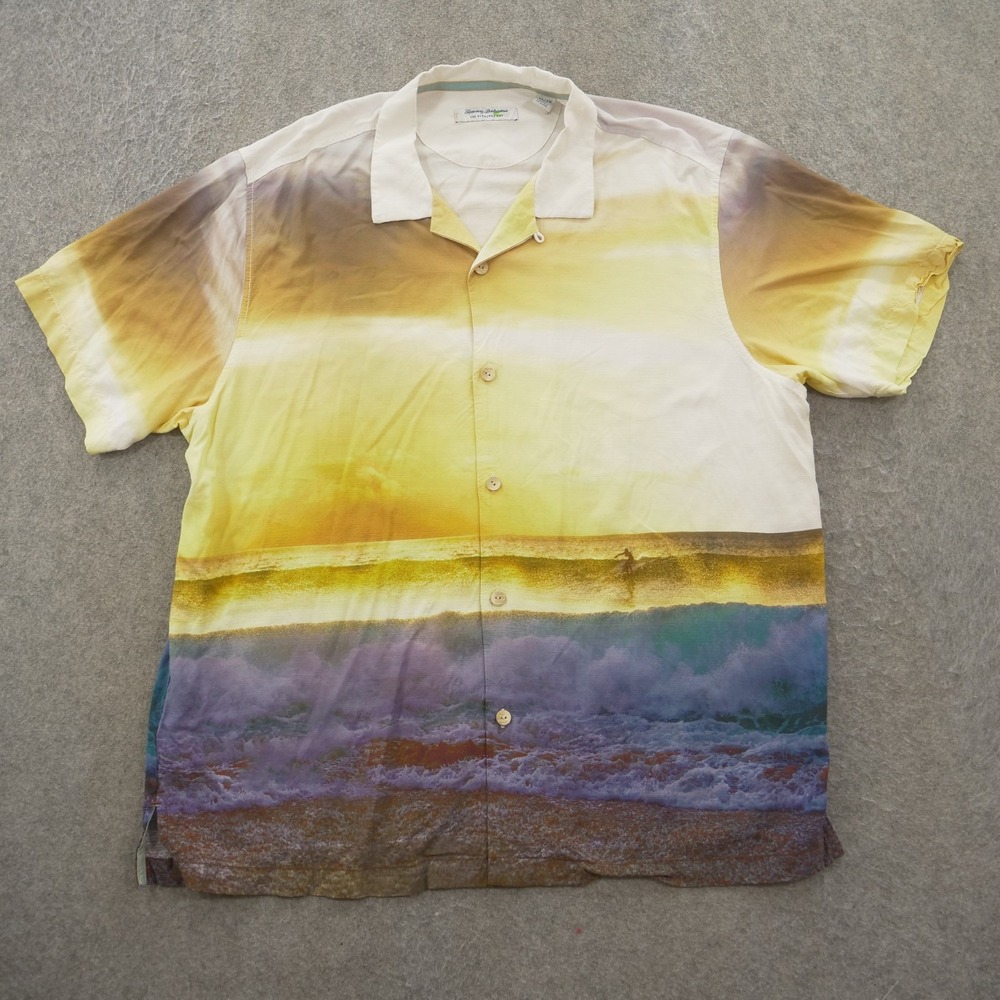 Tommy Bahama Shirt Mens Extra Large Button Up Veracruz Cay Artist Series  Beach